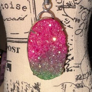 Pink and Green Druzy Pendant